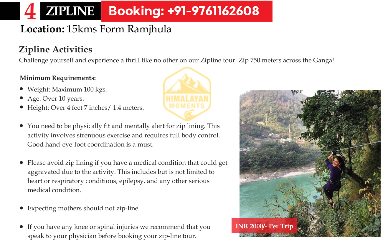 Zipline in Rishikesh Booking Number +91-976116260